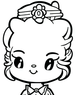 outline art for real Princess Hello Kitty winking coloring page, Japanese manga style, cartoon style, cute face, white background sketch style, full body is a must, only use outline, clean line art, no shadow, bold outline