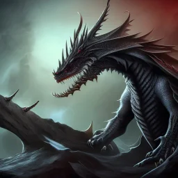 a black dragon talking with another black dragon