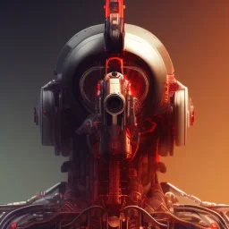 A beautiful portrait of a cyborg bird red color scheme, high key lighting, volumetric light high details psychedelic background