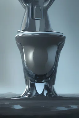 Futuristic, high-tech toilet with bold design, smooth surface modeling, muscular curved lid, sense of technology, atmospheric lighting, sleek and professional, detailed reflections, futuristic, highres, professional design, cool tones, modern, detailed, innovative, technology-inspired, muscle curve shaping