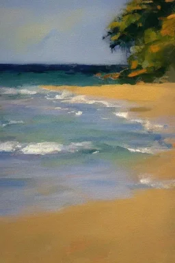 Impressionist painting of a beach