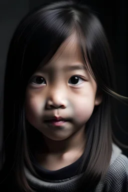 gambarkan anak perempuan usia 4 tahun berambut hitam lurus panjang hidung mancung mata sipit