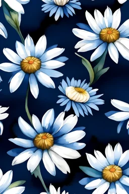 daisy dark blue flower watercolor
