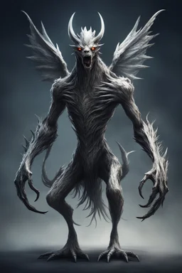 metalic frightful horror ghost beast guardian of knowlage with tail, wings and sharp long claws