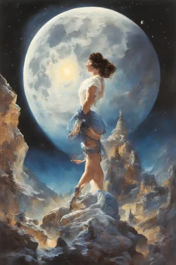 Lunar Display, northern light, glowing, beautiful, Boris Vallejo, Frank Frazetta, Julie bell, Caravaggio, Rembrandt, Michelangelo, Picasso, Gilbert Stuart, Gerald Brom, Thomas Kinkade, Neal Adams, Jim Lee, Sanjulian, Thomas Kinkade, Jim Lee, Alex Ross, Dorian Vallejo, Stan Lee, Norman Rockwell