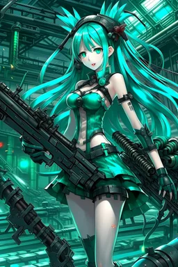 hatsune miku with big weapons