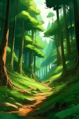 лес, аниме стиль, фон