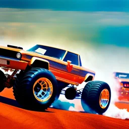 fullbody Drawing of 'HOT WHEELS MONSTER TRUCK',intricate detail,andrea bonelli,Kilian Eng,Ohrai,evan lee,Aleksandr Sidelnikov,KyuYong Eom,three quarters frontal aerial view,toned colors,16k