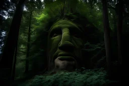 A 200-foot-tall tree with a face. Photograph.