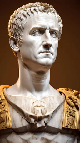 a Highly detailed photorealistic portrait of Julius Caesar dressed as a Roman Emperor , standing in full sized, 3d T-Pose character, a plain white background