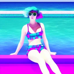 Vaporwave pool girl