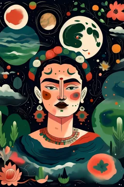 imagen del espacio al estilo de frida kahlo