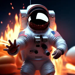 astronaut burning meat barbecue unreal engine 5, octan render