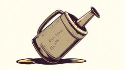 antique oil-can tilted slightly with a drip of oil at the end, vector logo