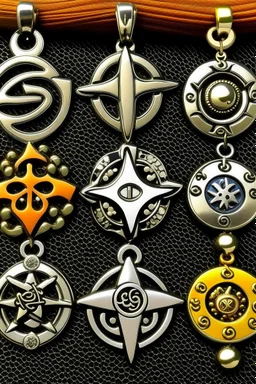 the Latin cross, aum letter, crescent and star, yin and yang, torii gate, khanda, star of david, dharma chakra all combined into one icon for a pendant