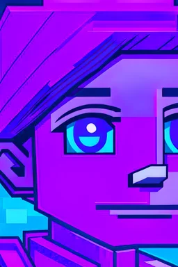 a close-up portrait of a purple Minecraft character, 2d d, large pixel style