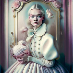 Pop surrealism, editorial style photo , portrait , classic clothing , Dior cotton , silk rich pastel colors , romantic and elegant studio lighting , sophisticated ,stunning , intricately detailed , cozy warm light , award winning , art magazine , , fairytale like , beautiful ,breathtaking , whimsical