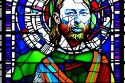 Thom Yorke stained glass window,panel, lead caming, medieval