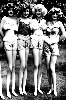 Four Ziegfeld Girl on short jeans