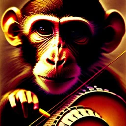 pencil drawing monkey playing a banjo by leonardo davinci