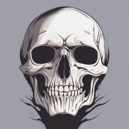 Minimalistic vampire skull with open mouth, side view