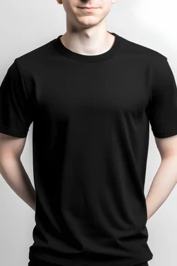 black t-shirt with light grey background