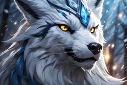kindred in 8k anime realistic drawing style, thunder, close picture, snow, apocalypse, intricate details, highly detailed, high details, detailed portrait, masterpiece,ultra detailed, ultra quality