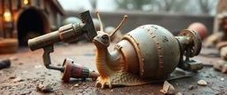 gremlin snegle på fest med stor slegge og borr fyller betongblander