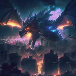 Epic 8k Digital Graphic of an Arch Demon Dragon Destroying a