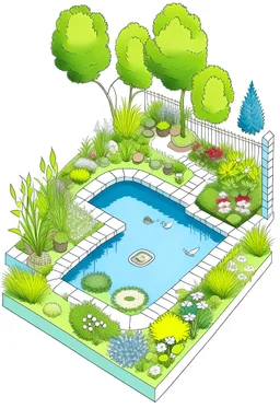 garden plan with pond