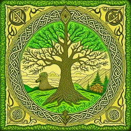 European pagan rune art with nature