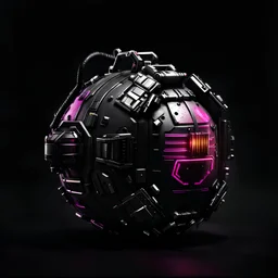 cyberpunk grenade, black background