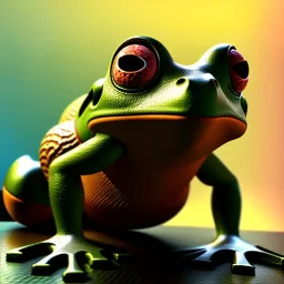 Close up of a frog, Back to the Future, ultra realistic, high detail, ray tracing, 8k,concept art, steampunk