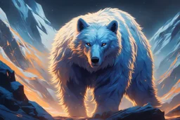 white bear in 8k solo leveling shadow artstyle, blue ice and thunder them, neon effect, blue thunder, full body, apocalypse, intricate details, highly detailed, high details, detailed portrait, masterpiece,ultra detailed, ultra quality