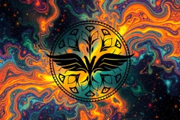 A design with a beautiful, amazing, and psychedelic background.