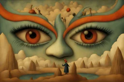 paper Mache diorama of a paper Mache diorama of a whimsical hand painted illustration of an majestic ghkff oyuy9 tfu high resolution, fine detailed textures in the mix style of Gabriel Pacheco - Naoto Hattori - Joan Miró