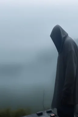 A hooded figure In the fog