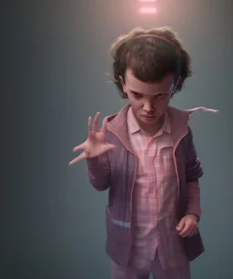 Stranger things, eleven toddler, full body, dramatic lighting, hyper realistic