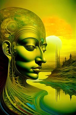 Identity is an illusion; Neo-surrealism; Dada; Neo-surrealism; Dada; Van Gogh; Hundertwasser; Giger; golden hour; iridescent; controversial; supremely detailed; stupendous