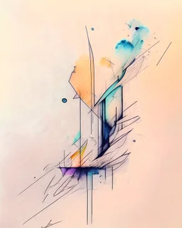 Abstract watercolour sketchy pencil outlines