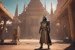 Temple Guard in 8k cyberpunk cgi artstyle, anubis them, neon effect, full body, Desert, intricate details, highly detailed, high details, detailed portrait, masterpiece,ultra detailed, ultra quality