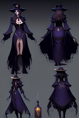 witch necromancer female dress turnaround