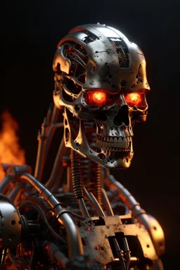 4k full realism, full details, logo emission radio hardrock firestarter robot terminator