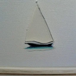 tiny oil painting of tiny sailboat, tiny white canvas, tiny white frame, melancholy, tender, moody, vintage, delicate arrangement, beautiful composition, etsy, aesthetic layout, plain solid white background