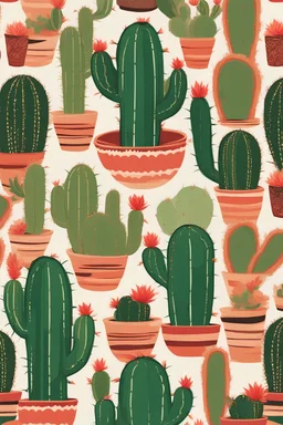 abstract aesthetic background with mexican cactus illustration art