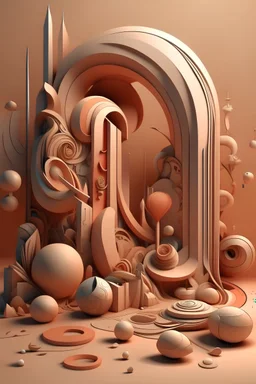 رسم سريالي ثلاثي الابعاد عن الحروف العربيه