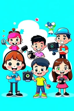 give me an image for and educative and informatif television programme for children between 9 & 12. The children need to be attracted to it. It must be cool not childish. All social media networks should be involved. It should show intellegnce and tiktok challenges.