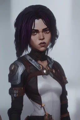 portrait,beautiful tessa thompson, grining, red long hair, post-apocalyptic in a cyberpunk city, realistic, intriacte detail, sci-fi fantasy armor style, volumetric lighting, particales,highly detailed,cinamatic, deep colours,8k