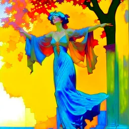 woman dancing in the street Maxfield Parrish