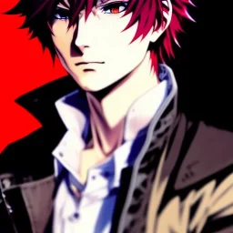 Detailed anime boy, crimson red hair, long classic taper hairstyle, dante dmc5 hairstyle, wolf ears protruding out, white trench coat, intricate details, full body portrait, keep head in frame, slight smile, black Japanese motif, concept art, highly detailed, digital painting, concept art, sharp focus, illustration, art by Yoji Shinkawa, WLOP and greg rutkowski and alphonse mucha and artgerm and yanjun Chen and Junji ito and Makoto Shinkai, HDR, octane render, highly detailed